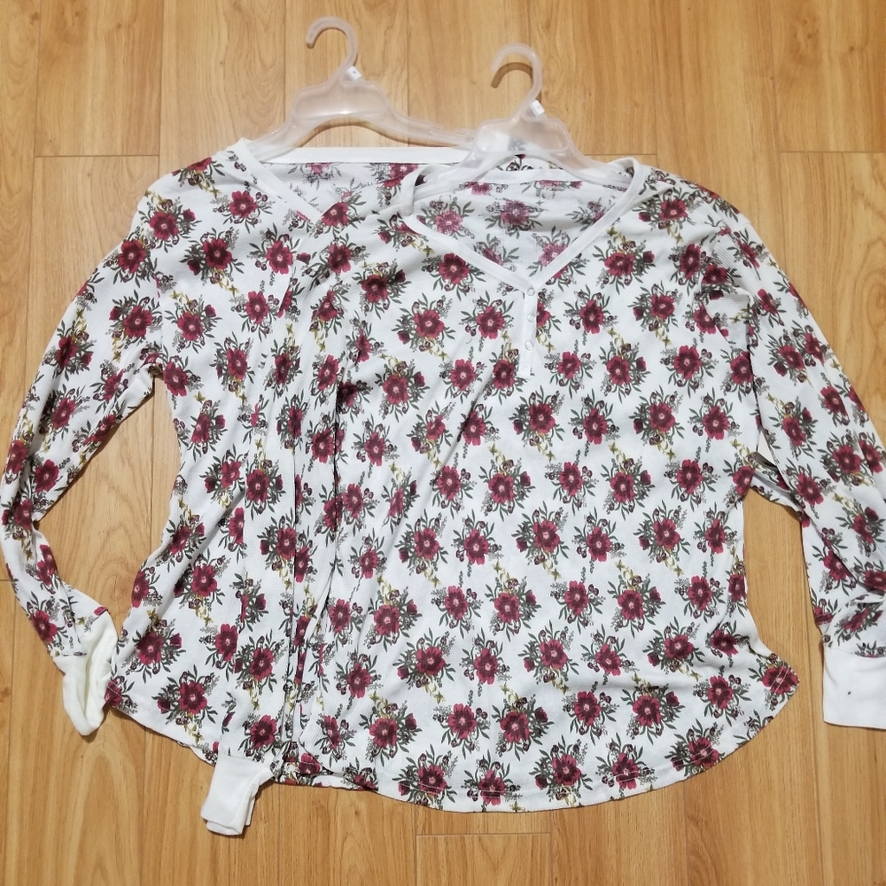 2 Plus Size Long Sleeve Shirt Womens Floral Bundle